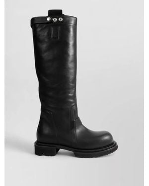 Rick Owens Tall Leather Boots Chunky Sole Design - Black