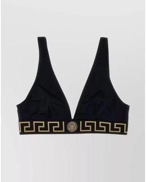 Versace Greca Border Triangle Bikini Top - Black