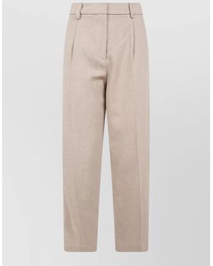 DR. HOPE Elastic Waist Tailored Trousers - Natural