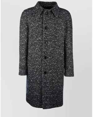 Celine Collared Textured Fabric Coat - Gray