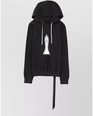 Rick Owens Hooded Jacket Drawstring Ribbed Cuffs Hem - Black