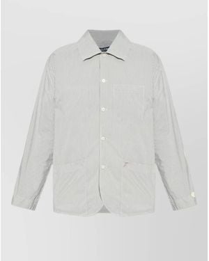 Jacquemus Tailored Blazer Curved Hem Striped Chest Pocket - White