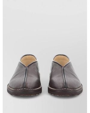 Lemaire Leather Loafer Round Toe Contrast Stitching - Grey