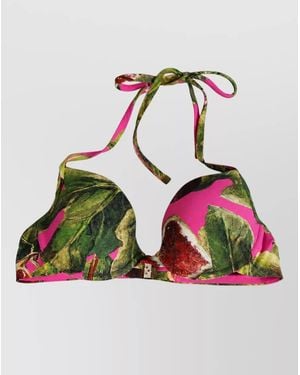 Dolce & Gabbana Fig Print Bikini Top - Green