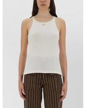 Baum und Pferdgarten Joly Top Contrast Trim Ribbed Texture - White