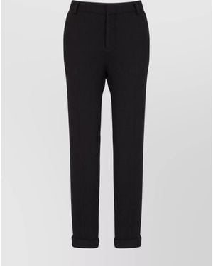 Balmain Virgin Wool High-Rise Tapered Trousers - Black