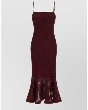 ROTATE BIRGER CHRISTENSEN Mesh Flounce Dress Flared Hem Spaghetti Straps