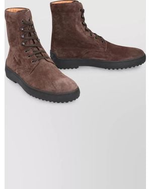 Tod's Suede Lace-Up Ankle Boots - Brown