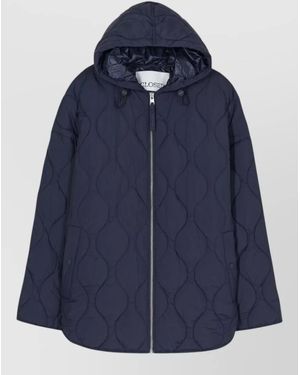 Closed Quilted Parka Coat - Blue