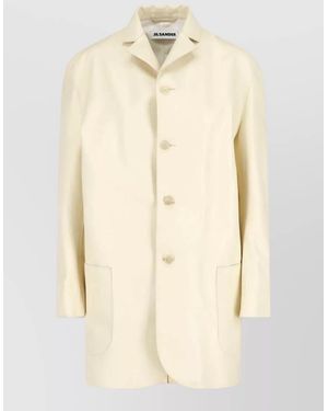 Jil Sander Coat Notched Lapel Side Pockets Back Vent - Natural