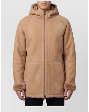Salvatore Santoro Reversible Leather Hooded Padded Coat - Natural