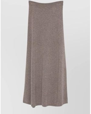 Lisa Yang A Line Midi Skirt Soft Texture Ribbed - Brown
