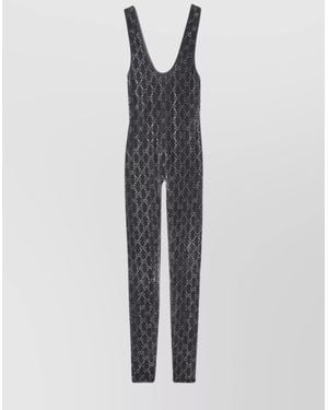 Gucci Crystal-Embellished Sleeveless Scoop-Neck Jumpsuit - White