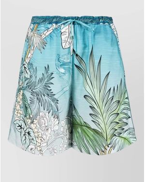 F.R.S For Restless Sleepers Cotton Shorts Floral And Japanese Branch - Blue