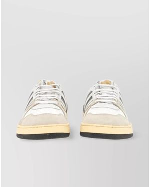 Lanvin Mesh Suede And Nappa Leather Low-Top Trainers - White