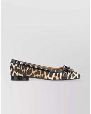Ganni Printed Ballerina Shoes - Metallic