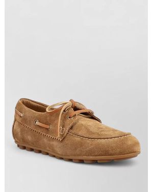 Hogan Suede Leather Boat Shoes - Brown