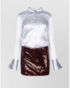 Elisabetta Franchi Shirt Dress And Sequin Mini Skirt - White