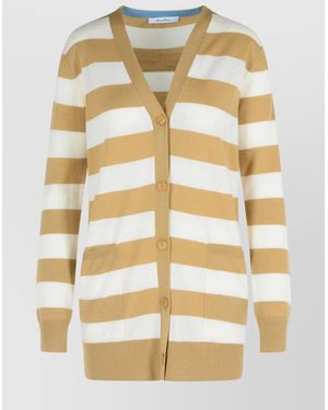 Max Mara 'Fiemme' Virgin Wool Sand Cardigan - Metallic