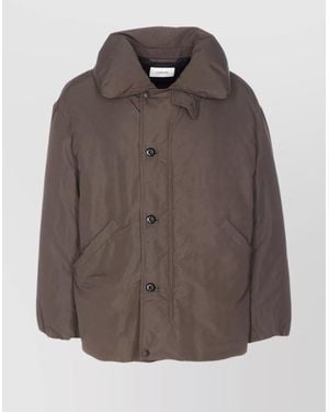 Lemaire Puffer Blouson With High Collar And Pockets - Brown