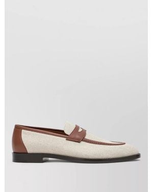 Loro Piana Loafers Round Toe Textured Fabric Two Tone Leather Trim - Multicolour