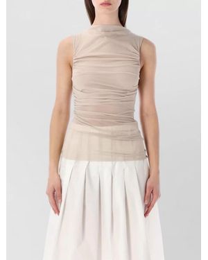 Soeur Draped Sleeveless Boat Neck Blouse - Multicolor