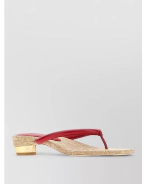 Cult Gaia Leather Sierra Thong Mules Metallic Heel - Multicolour