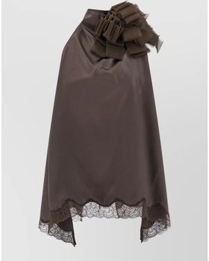Magda Butrym Silk Lace High-Neck Blouse - Brown