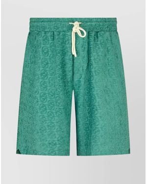 Drole de Monsieur Logo Patterned Shorts Featuring Pockets - Green