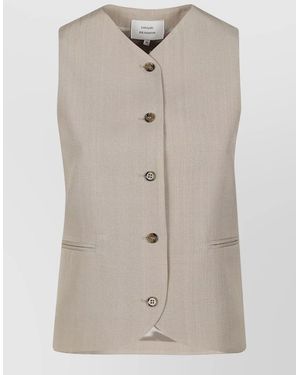 Loulou de Saison Paco High Neck Tailored Waistcoat - Natural