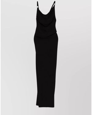 Coperni Cowl Neck Ring Detail Maxi Dress - Black