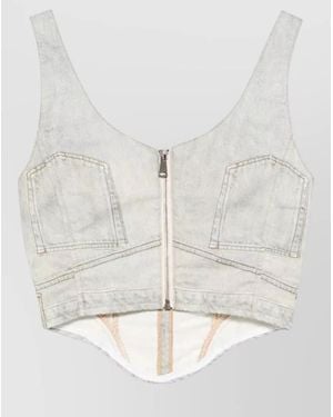 Haikure Sleeveless V Neck Top Faded Wash - Grey