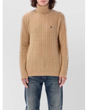 Polo Ralph Lauren Cashmere Wool Cable-Knit Turtleneck Jumper - Blue