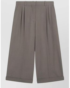 The Row Wide Leg Tailored Trousers Belt Loops Pleats - Grey