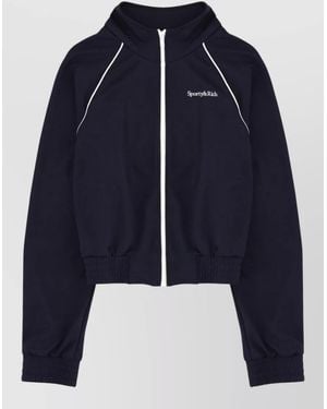 Sporty & Rich Hooded Jacket Elasticated Cuffs Raglan Sleeves - Blue