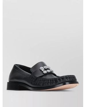 Roger Vivier Strass Embellished Leather Loafer Round Toe - Multicolour