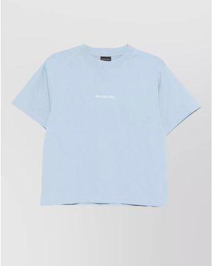 Balenciaga Short Sleeve Top Crew Neck Design - Blue