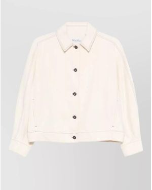 Max Mara Denim Single Breasted Jacket - Natural
