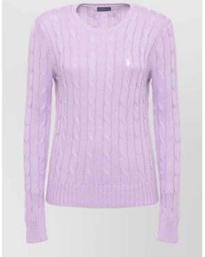 Ralph Lauren Cable Knit Crew Neck Cotton Jumper - Purple