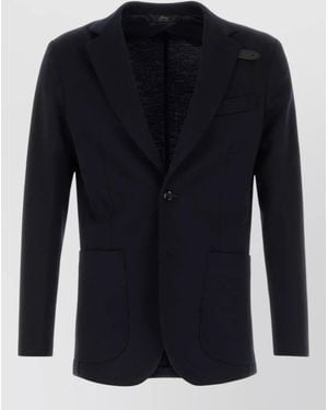 Brioni Wool Blend Single Breasted Blazer Jacket - Blue