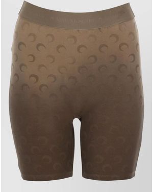 Marine Serre Mid Thigh Moon Pattern Lounge Shorts - Brown