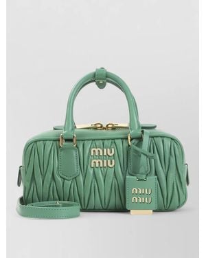 Miu Miu Matelassé Lamb Leather Mini Bag - Green