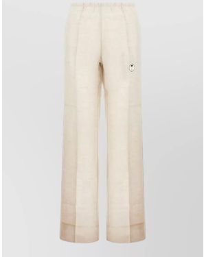 Palm Angels Linen Wide-Leg Trousers - Natural