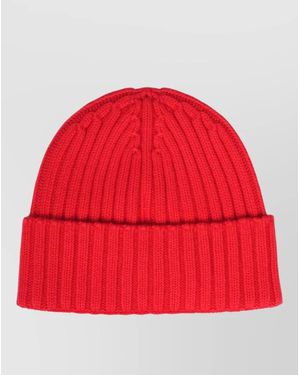 MC2 Saint Barth Knit Hat Rib Pattern Turn Up Brim - Red
