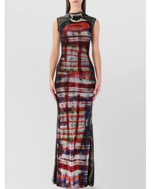 OTTOLINGER Mesh Dress Floor Length Graphic Print - Red