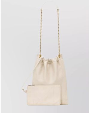 Saint Laurent Jamie Pochon Leather Shoulder Bag - White