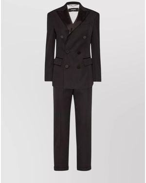 DSquared² Double-Breasted High-Rise Straight-Leg Suit - Black