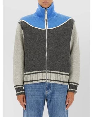 Bottega Veneta Wool Cardigan With Zip - Blue