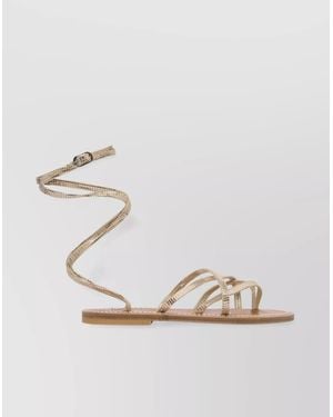 K. Jacques Strappy Flat Sole Open Toe Sandals - Metallic