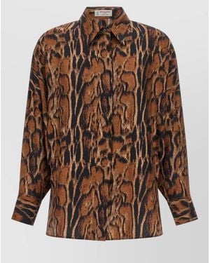 Alberto Biani Silk Animal-Print Shirt - Brown